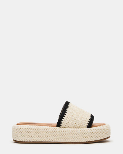 BEACHY Woven Cream Multi Platform Slide Women's Sandal