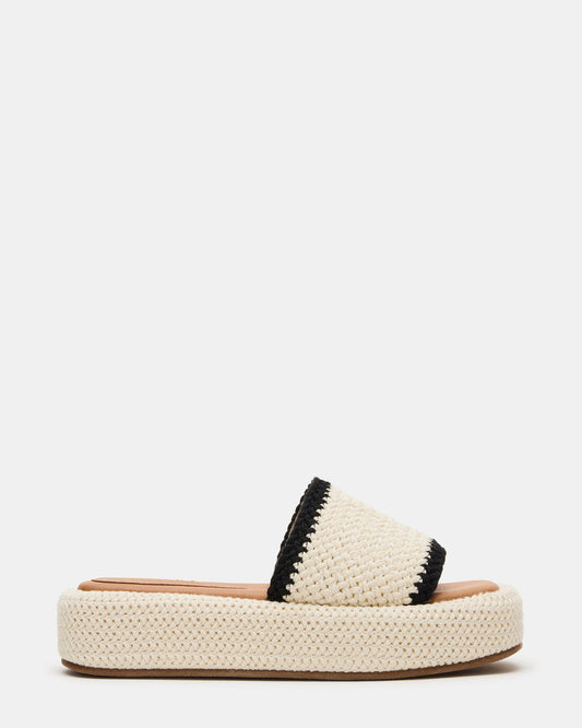 BEACHY Woven Cream Multi Platform Slide Women's Sandal