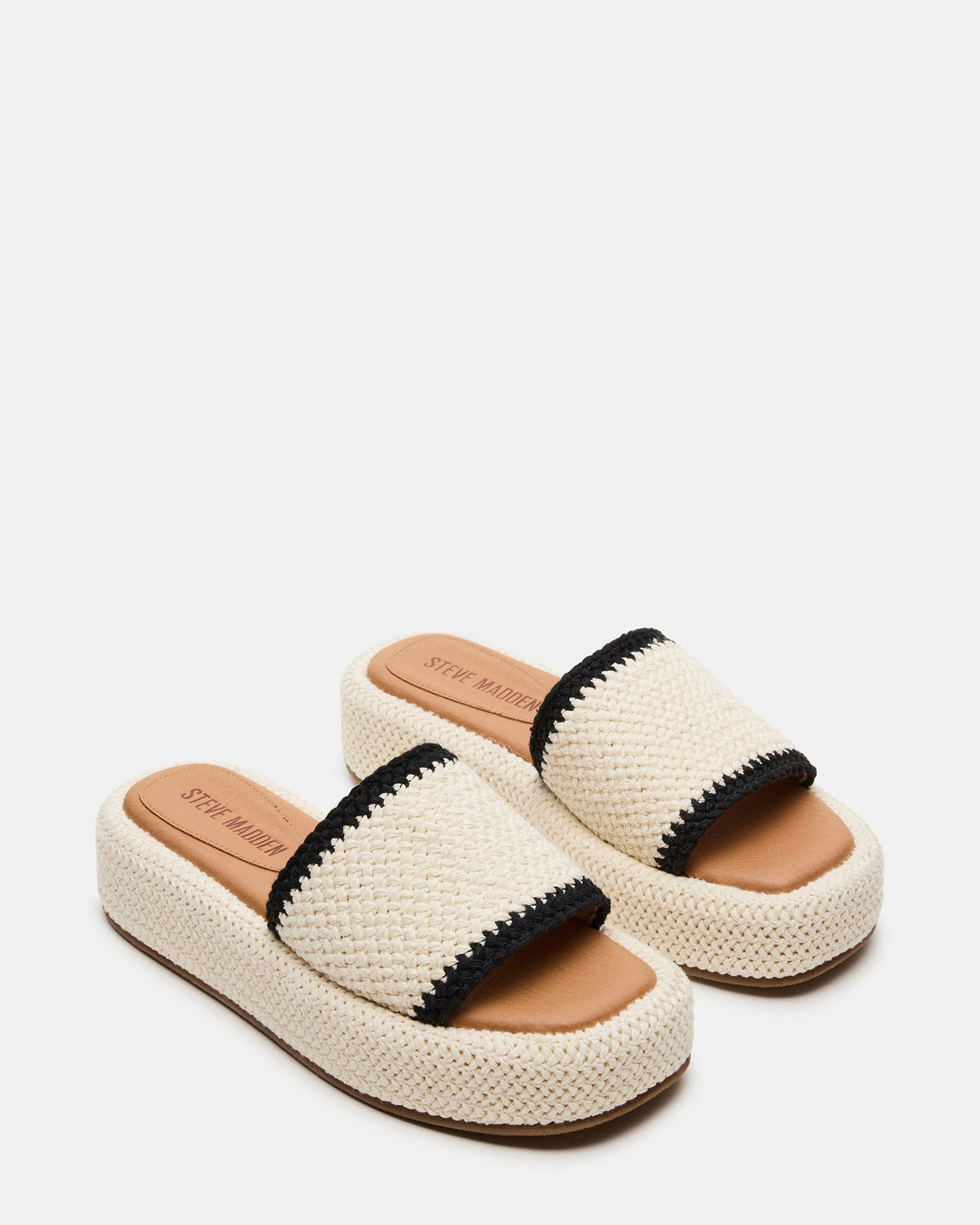 BEACHY Woven Cream Multi Platform Slide Women's Sandal