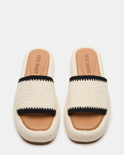 BEACHY Woven Cream Multi Platform Slide Women's Sandal