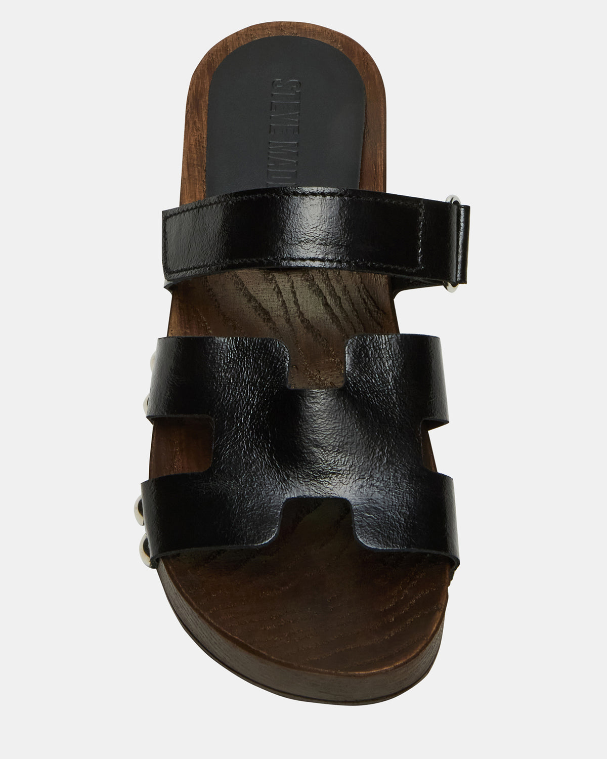 CANAL Black Patent Wood Bottom Slide Women's Sandal