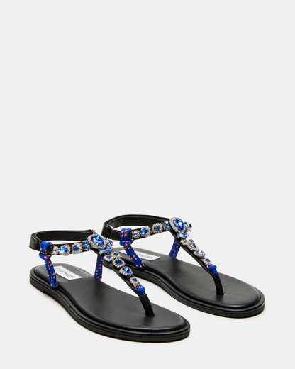 SOLITA Blue Multi Rhinestone Ornament Thong Sandal | Women's Sandals