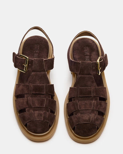 TOPE Chocolate Brown Suede Strappy Fisherman Women's Sandal