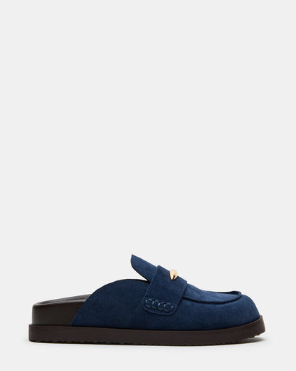 TOBIN Navy Suede Slip-On Mule Women's Flat