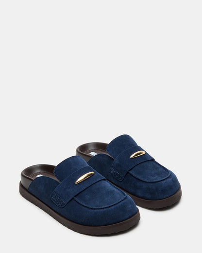TOBIN Navy Suede Slip-On Mule Women's Flat