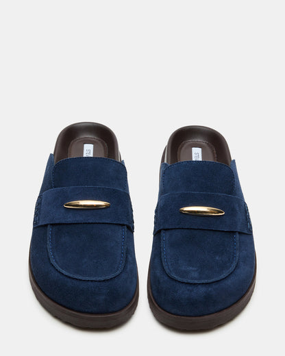 TOBIN Navy Suede Slip-On Mule Women's Flat
