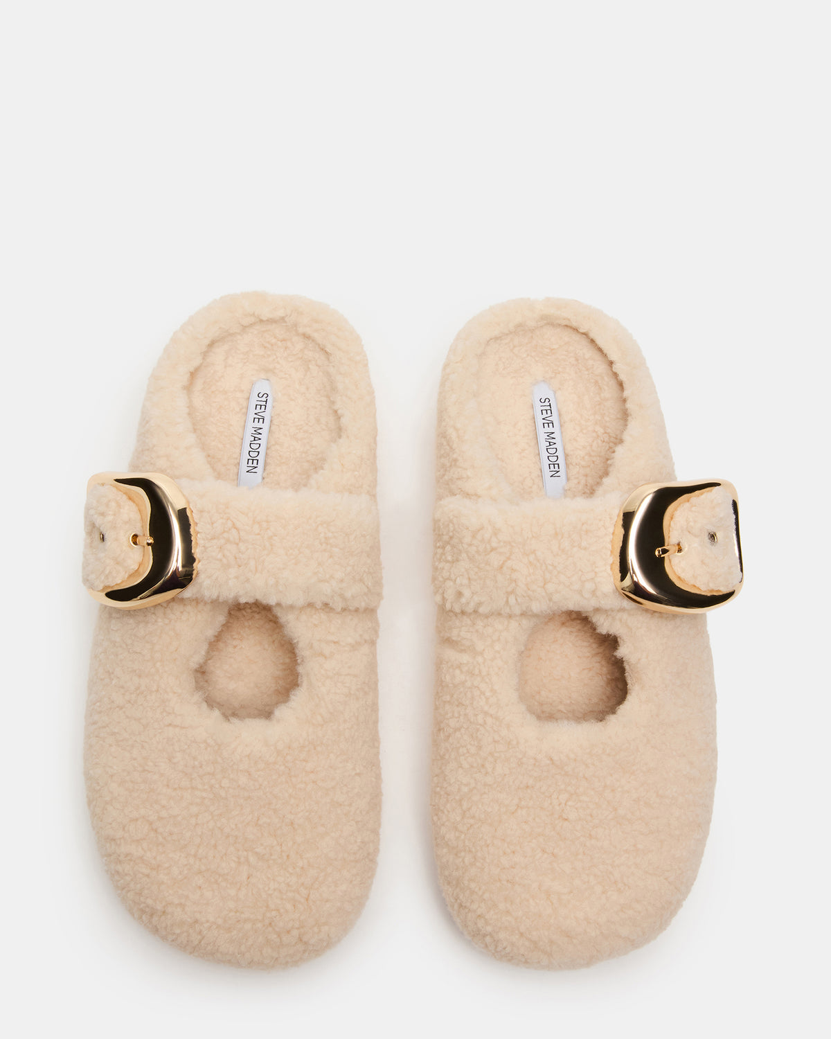 CLOUDY Natural Slip-On Mule Mary Jane Faux Fur Women's Flat
