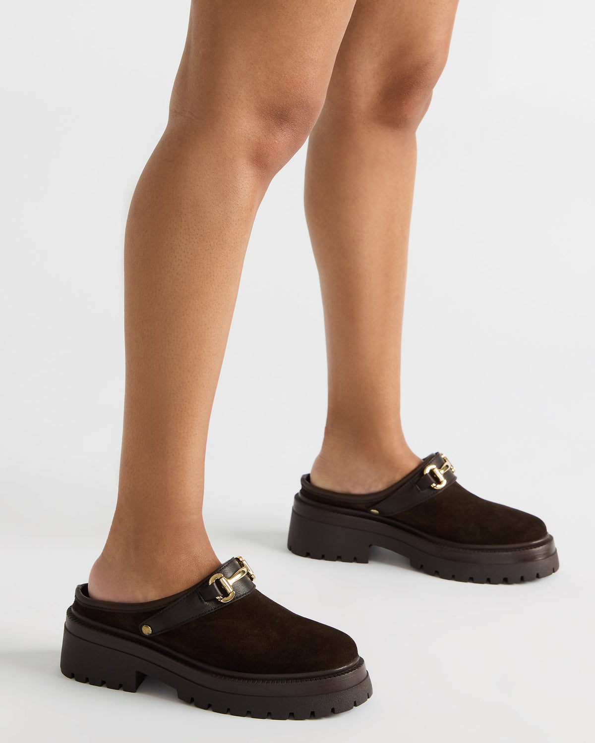 ERBA Olive Suede Platform Lug Slingback Clog Women's Flat