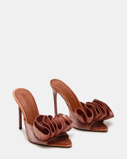 AFFINITY Rust Satin Pointed-Toe Stiletto Mule Women's Heel