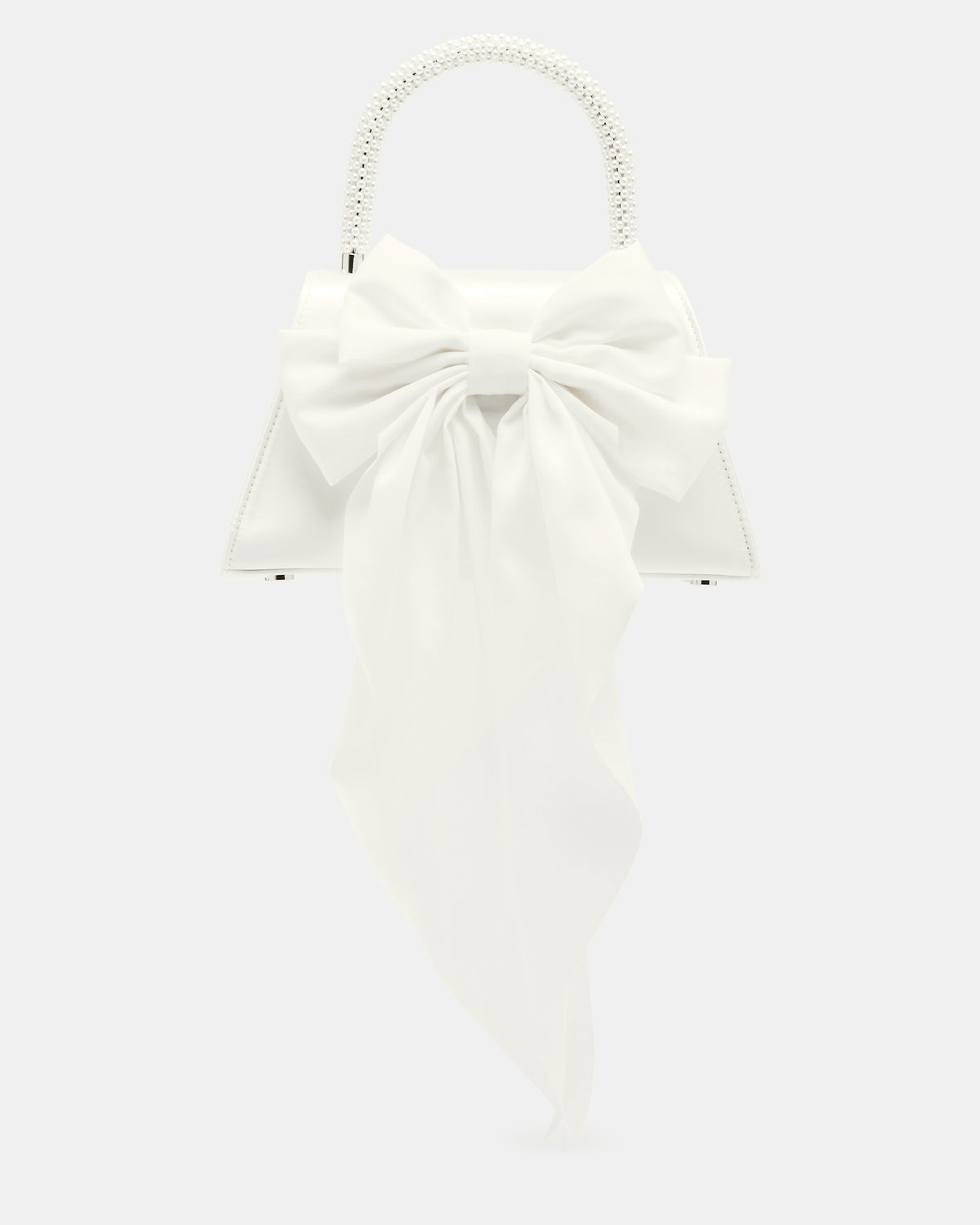 COSETTE Bag White Satin Beaded Top-Handle Mini Handbag