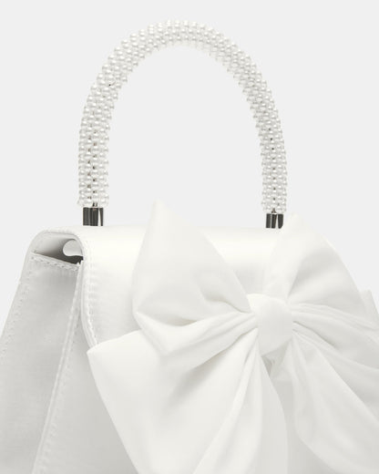 COSETTE Bag White Satin Beaded Top-Handle Mini Handbag