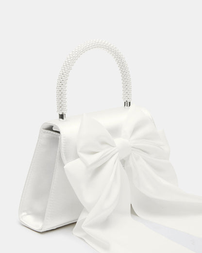 COSETTE Bag White Satin Beaded Top-Handle Mini Handbag
