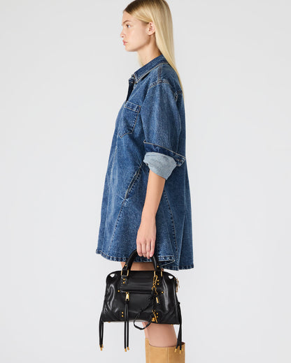 RIGGS Bag Black/Gold Slouchy Top-Handle Crossbody Satchel Handbag