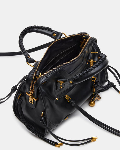 RIGGS Bag Black/Gold Slouchy Top-Handle Crossbody Satchel Handbag