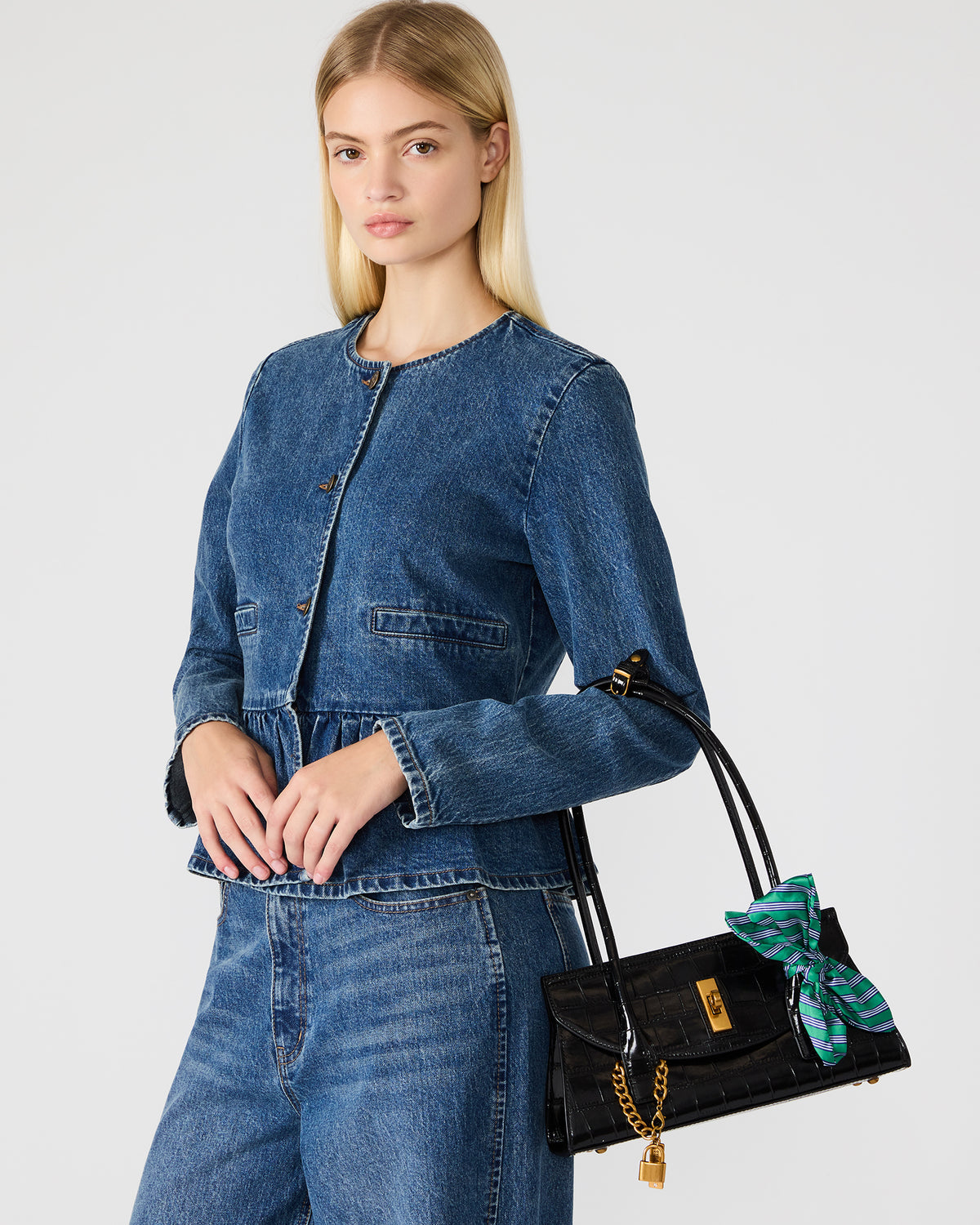 MILAN Bag Black Elongated Menswear-Inspired Shoulder Strap Handbag