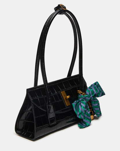 MILAN Bag Black Elongated Menswear-Inspired Shoulder Strap Handbag