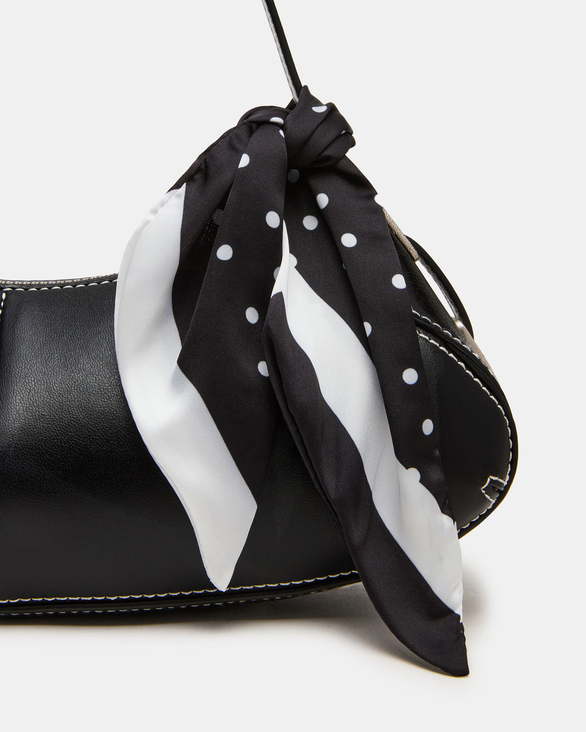 ROXEY Bag Black Crescent-Shaped Top-Zipper Shoulder Strap Handbag
