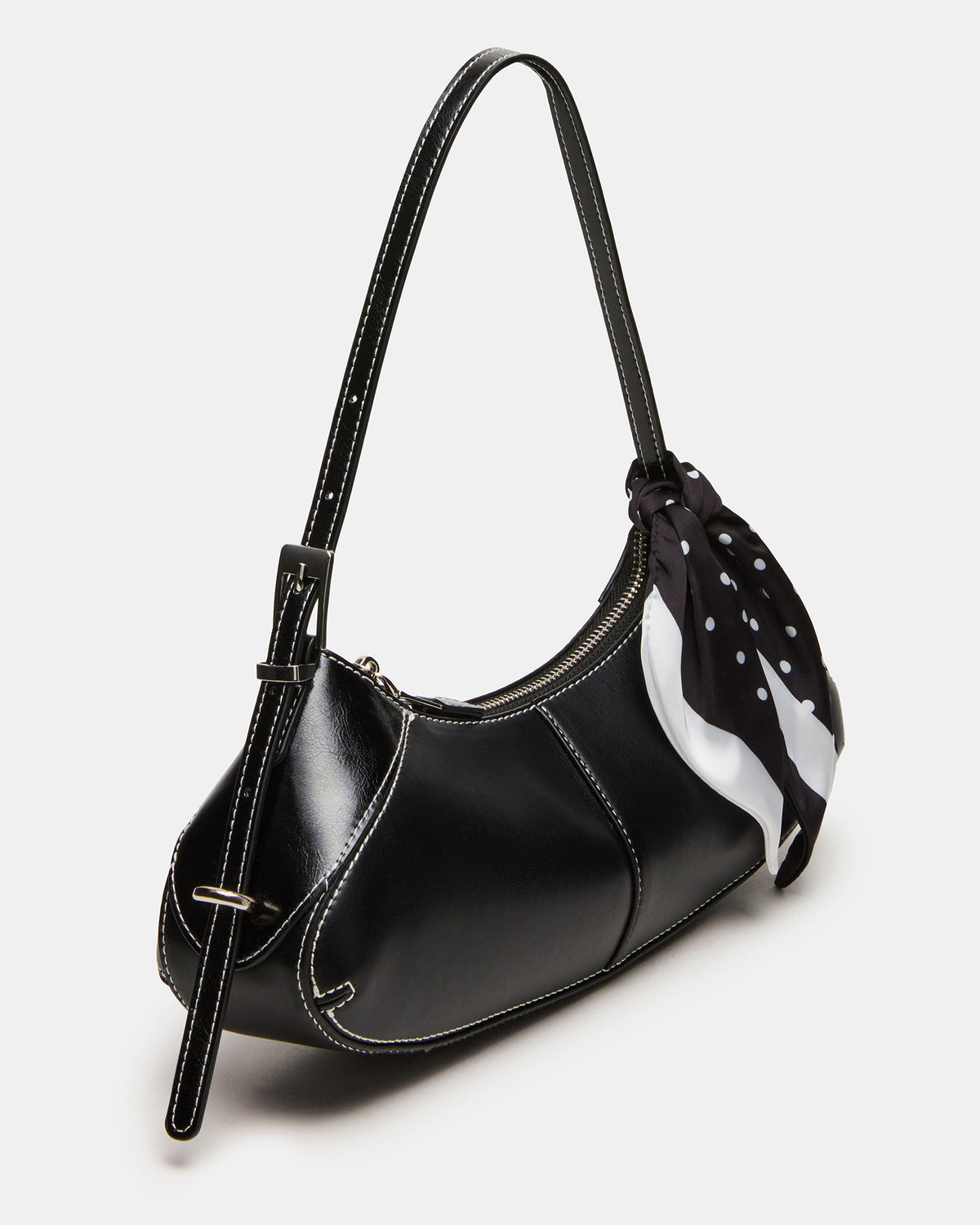 ROXEY Bag Black Crescent-Shaped Top-Zipper Shoulder Strap Handbag