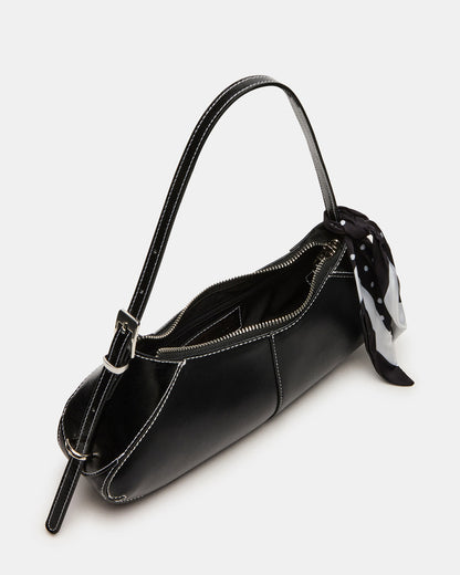 ROXEY Bag Black Crescent-Shaped Top-Zipper Shoulder Strap Handbag