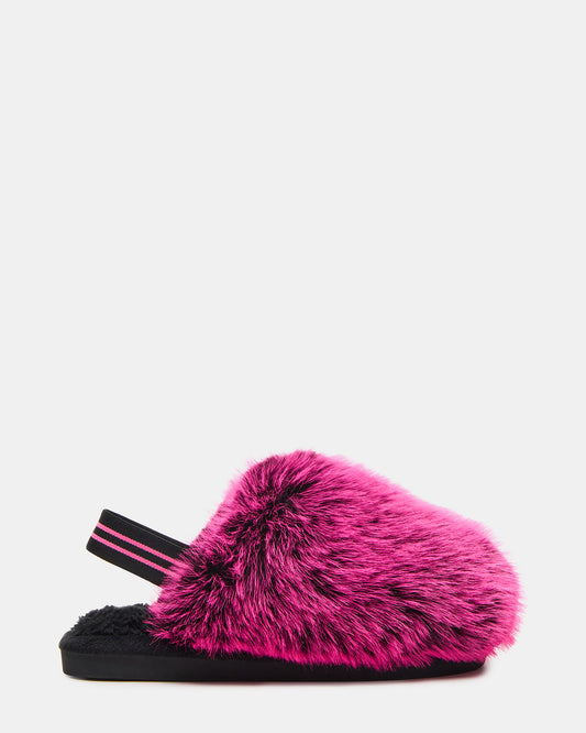 Kids' POOF Fushia Slip-On Faux Fur Girls' Flat