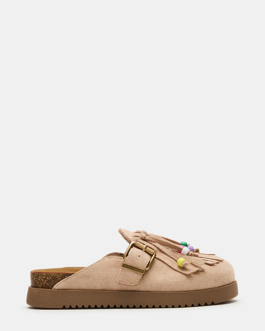 Kids' TREAT Taupe Girls' Slip-On Fringe Flat