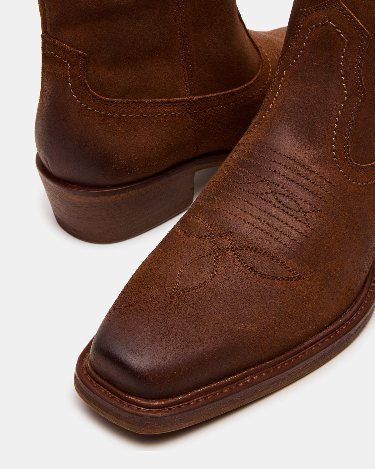 SANDERSON Dark Tan Square-Toe Western Men's Ankle Boot