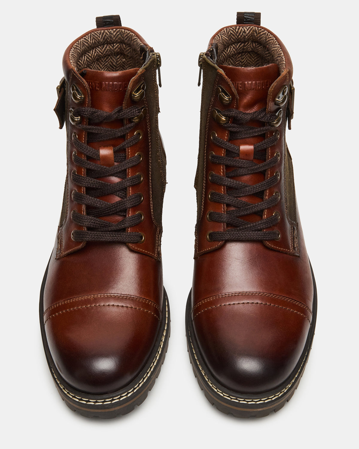 REID Cognac Lace-Up Lug Men's Ankle Boot