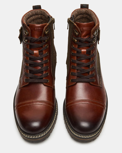 REID Cognac Lace-Up Lug Men's Ankle Boot