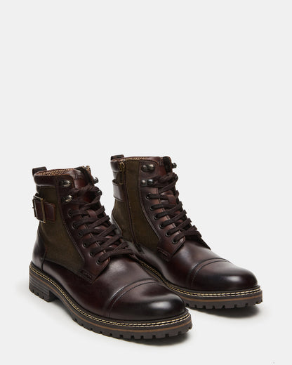 REID Dark Brown Lace-Up Lug Men's Ankle Boot