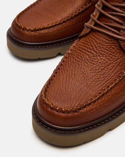 DAEL Brown Leather Lace-Up Men's Ankle Boot