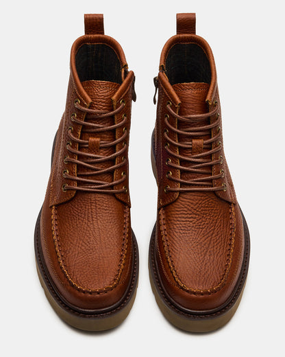 DAEL Brown Leather Lace-Up Men's Ankle Boot