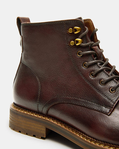 NOBY Brown Leather Men's Lace-Up Ankle Boot