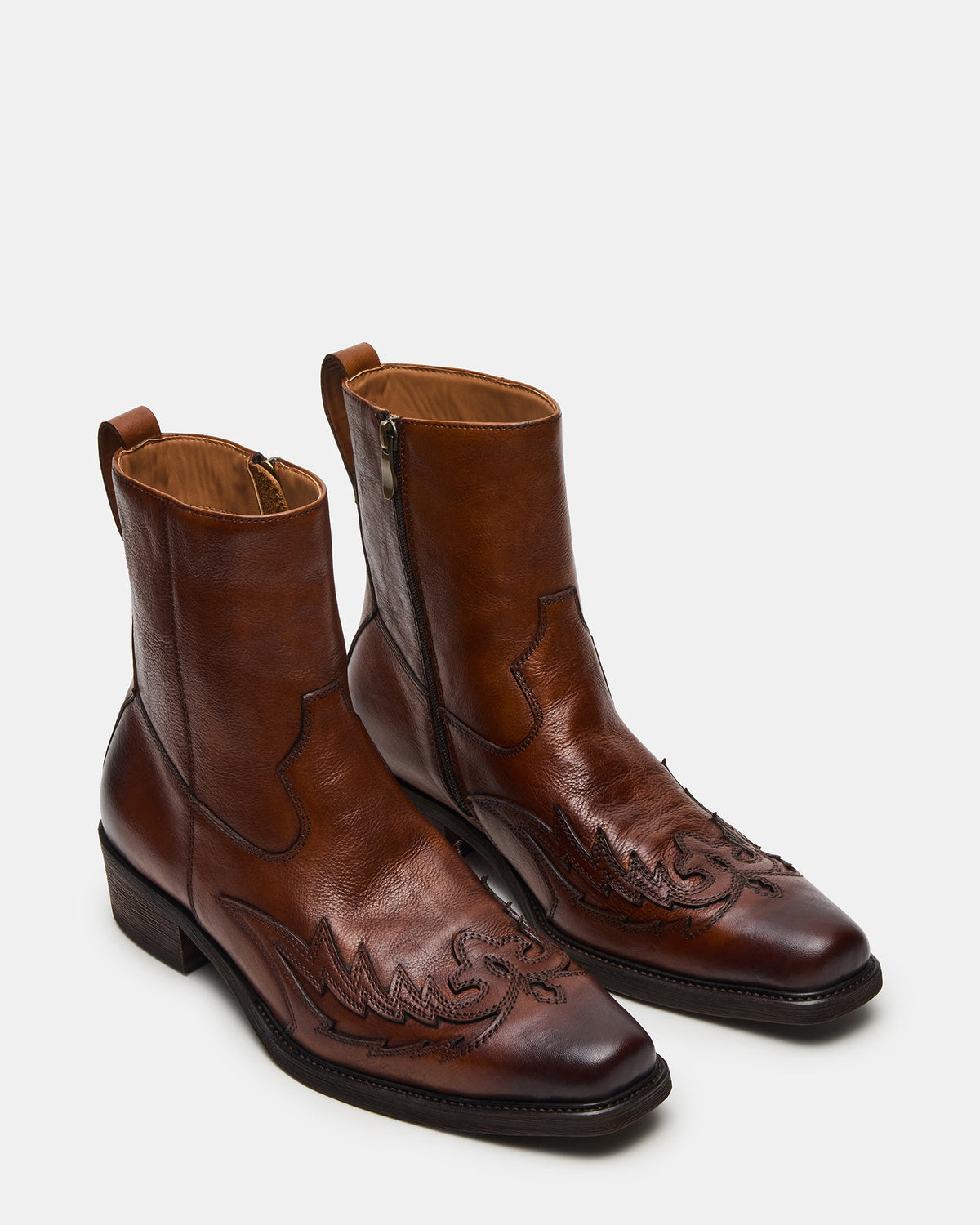 SANTANA Brown Leather Western Men's Ankle Boot