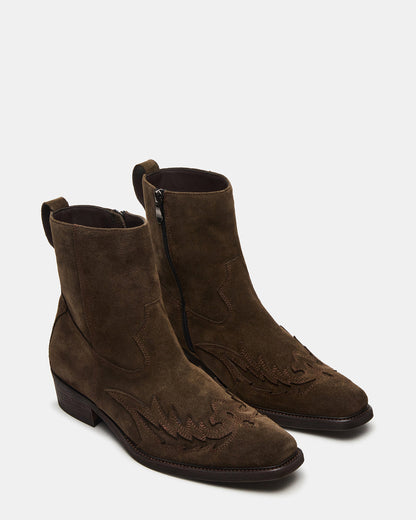 SANTANA Green Olive Western Men's Ankle Boot