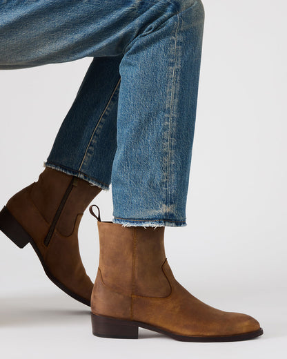 HENDRIK Tan Leather Men's Ankle Boot