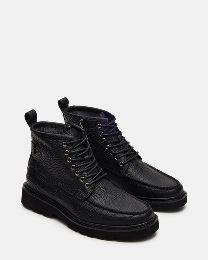 DAEL Black Leather Lace-Up Men's Ankle Boot