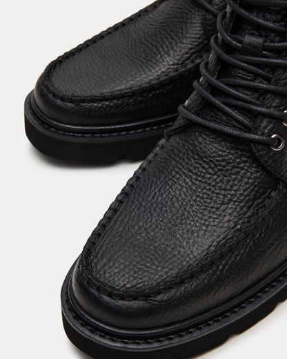 DAEL Black Leather Lace-Up Men's Ankle Boot