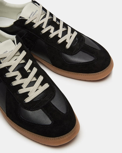 DIXON Black Leather Low-Top Panel Men's Sneaker