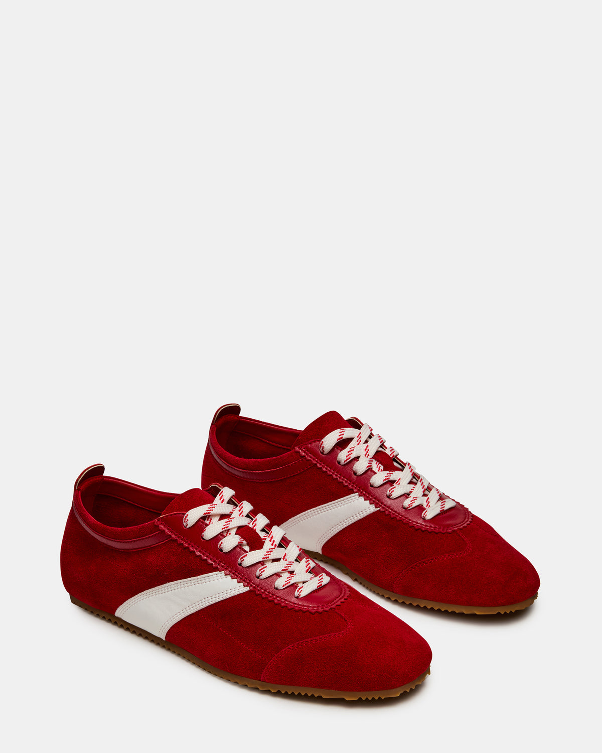 JUNA Red Low-Top Lace-Up Stripe Men's Sneaker