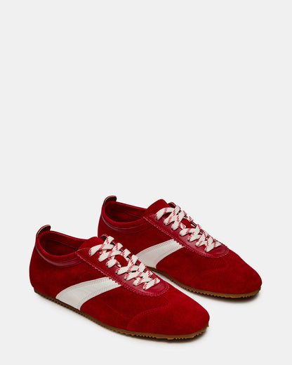 JUNA Red Low-Top Lace-Up Stripe Men's Sneaker