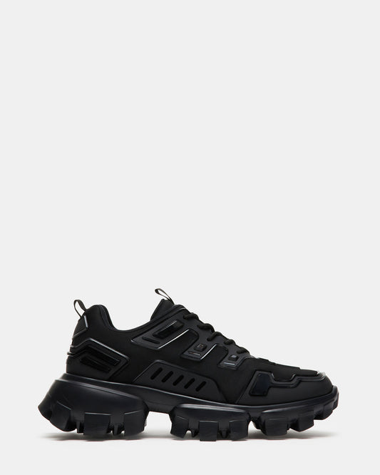 PONCE Black Men's Chunky Sole Lace Up Sneaker