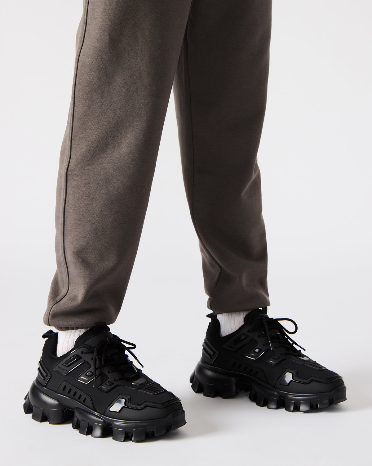 PONCE Black Men's Chunky Sole Lace Up Sneaker