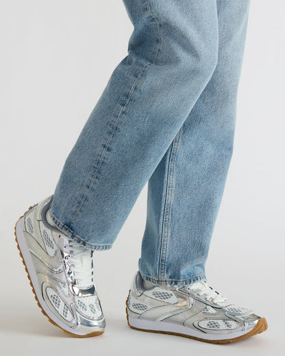 XYLO Silver Low-Top Lace-Up Men's Sneakers