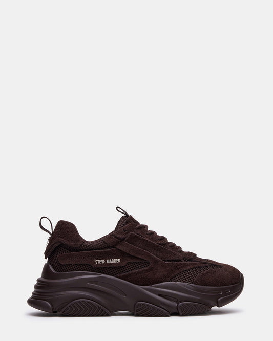 POSSESS Brown Suede Low-Top Lace-Up Men's Sneaker