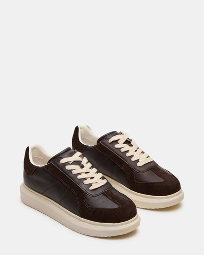 MINOU Brown Leather Low-Top Lace-Up Men's Sneaker