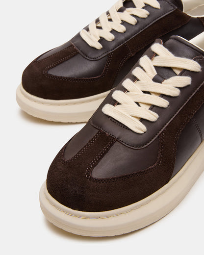 MINOU Brown Leather Low-Top Lace-Up Men's Sneaker