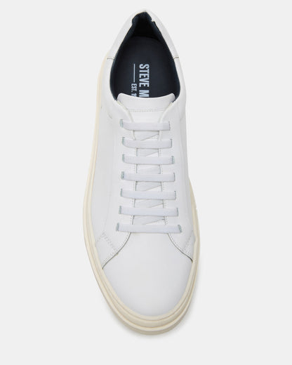 ZOII White Leather Men's Low-Top Lace-Up Sneaker