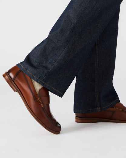 COLVER Cognac Leather Men's Slip-On Loafer