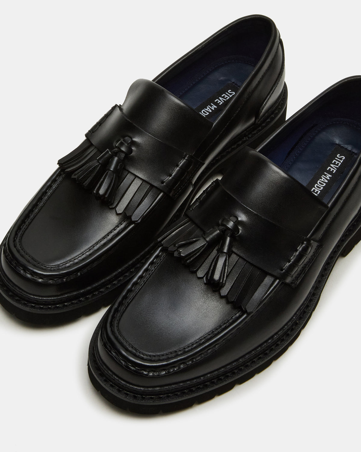 ARTHUS Black Leather Slip-On Tassel Men's Loafer