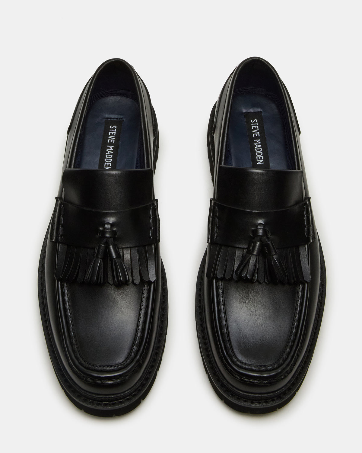 ARTHUS Black Leather Slip-On Tassel Men's Loafer